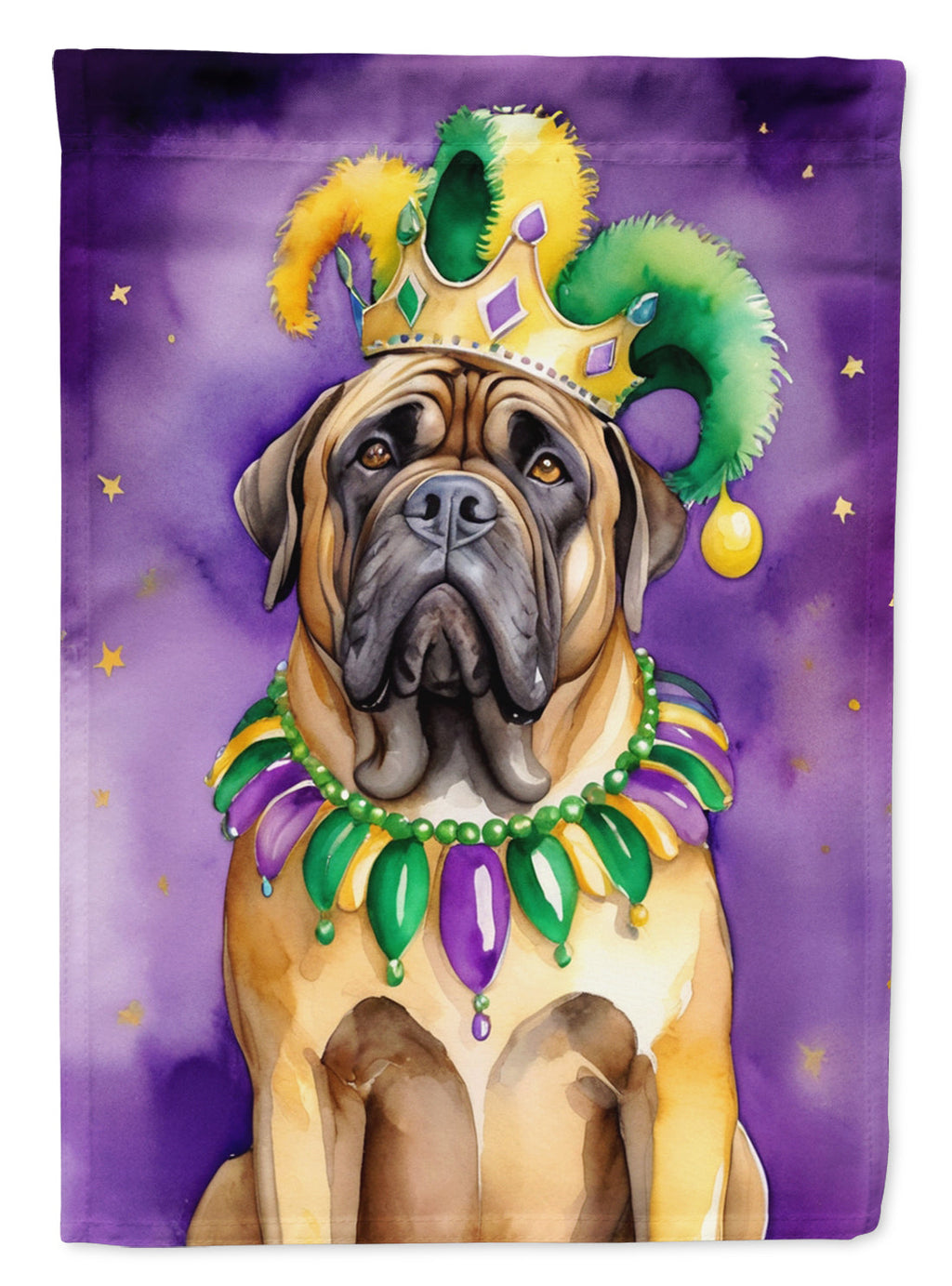 Mastiff King of Mardi Gras Garden Flag Mailbox Decorative Yard Banner Outside Patio Artwork for Flower Beds, Garden Size, Multicolor
