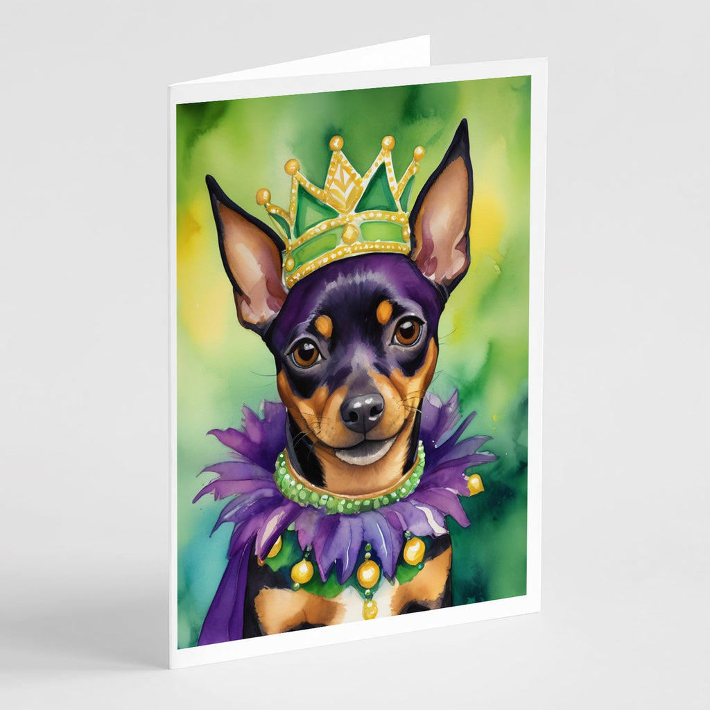 Miniature Pinscher King of Mardi Gras Greeting Cards Pack of 8 Blank Cards with Envelopes Whimsical A7 Size 5x7