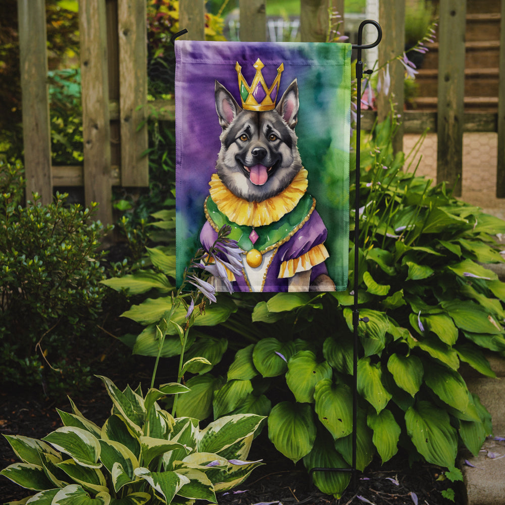 Norwegian Elkhound King of Mardi Gras Garden Flag Mailbox Decorative Yard Banner Outside Patio Artwork for Flower Beds, Garden Size, Multicolor
