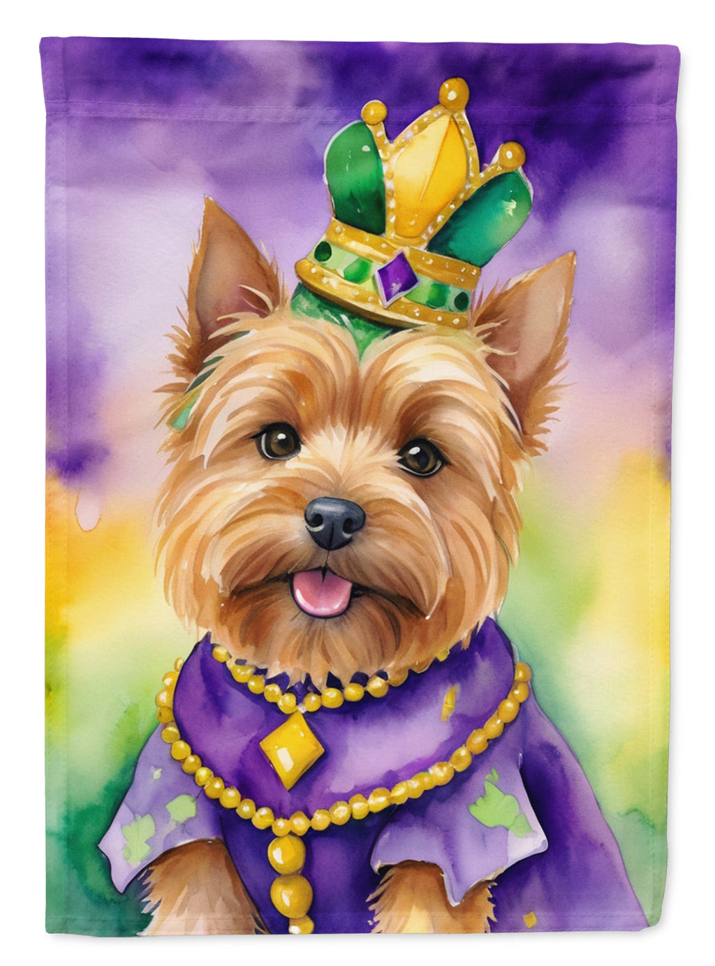 Norwich Terrier King of Mardi Gras House Flag 28x40 Porch Sleeve Pole Decorative Outside Yard Banner Artwork Wall Hanging, Polyester