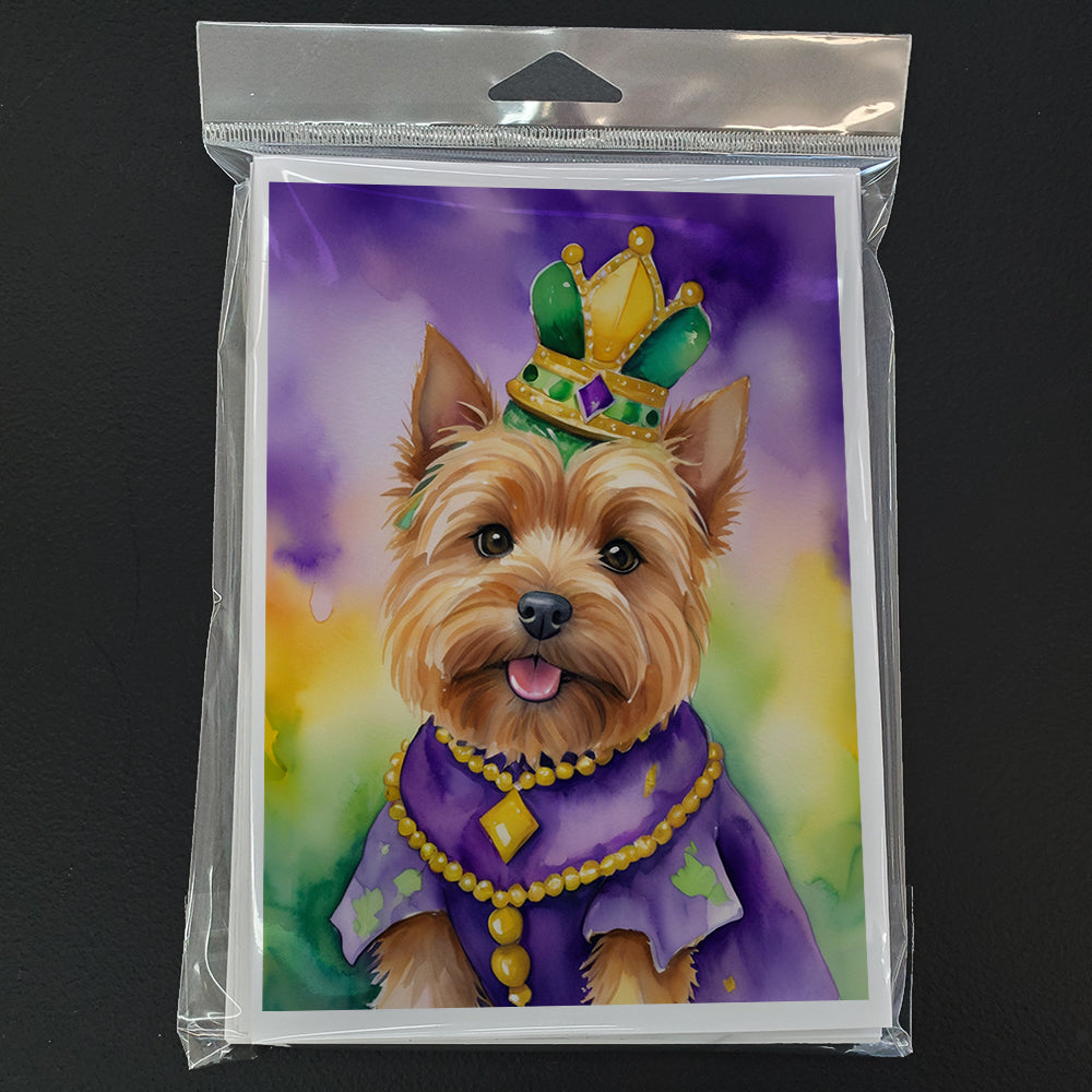 Norwich Terrier King of Mardi Gras Greeting Cards Pack of 8 Blank Cards with Envelopes Whimsical A7 Size 5x7