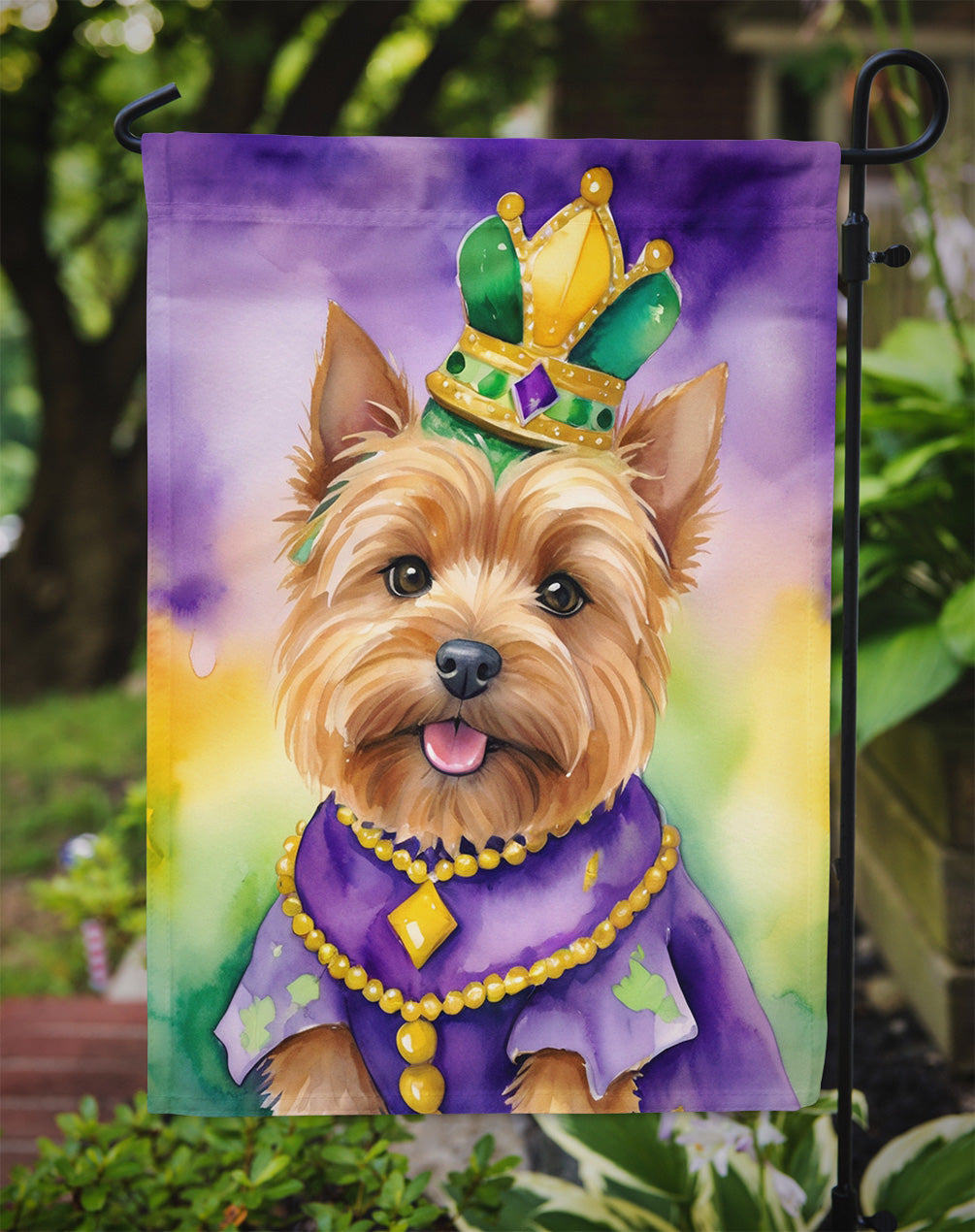 Norwich Terrier King of Mardi Gras Garden Flag Mailbox Decorative Yard Banner Outside Patio Artwork for Flower Beds, Garden Size, Multicolor