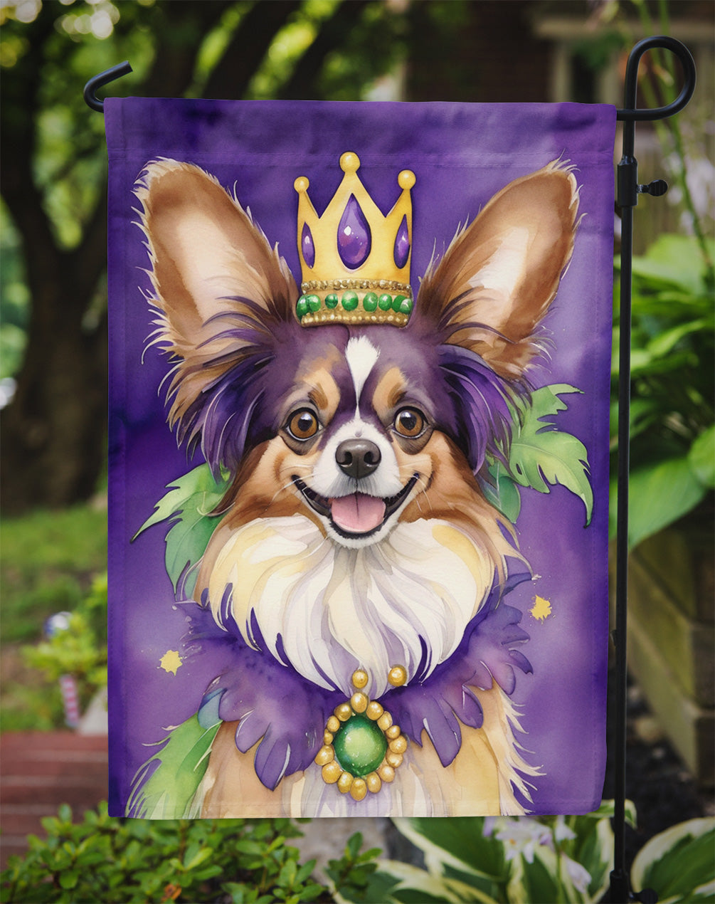 Papillon King of Mardi Gras Garden Flag Mailbox Decorative Yard Banner Outside Patio Artwork for Flower Beds, Garden Size, Multicolor