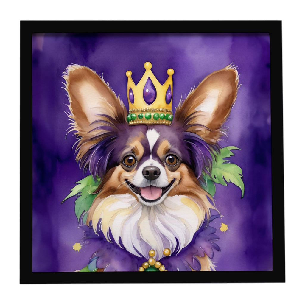 Papillon King of Mardi Gras Framed Metal Print Bathroom, Kitchen, Office, Home Decor Wall Art Ready to Hang, Square, 8X8