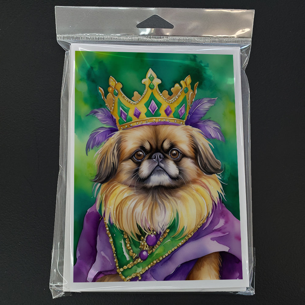 Pekingese King of Mardi Gras Greeting Cards Pack of 8 Blank Cards with Envelopes Whimsical A7 Size 5x7