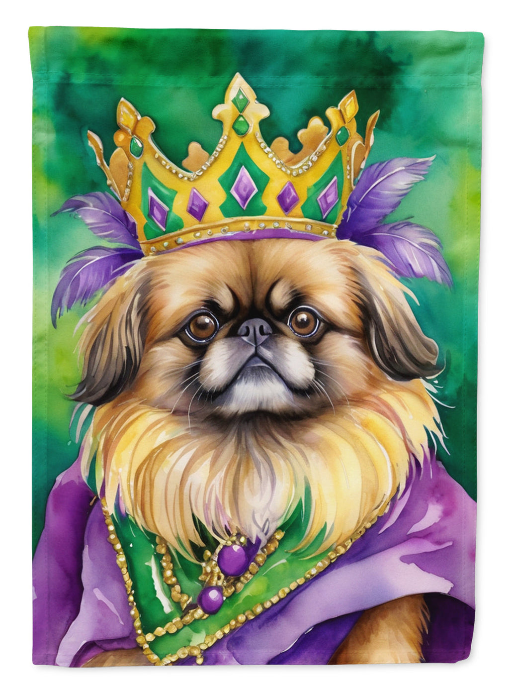 Pekingese King of Mardi Gras Garden Flag Mailbox Decorative Yard Banner Outside Patio Artwork for Flower Beds, Garden Size, Multicolor