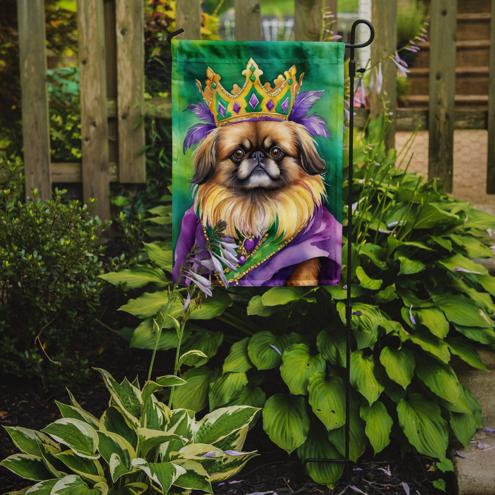 Pekingese King of Mardi Gras Garden Flag Mailbox Decorative Yard Banner Outside Patio Artwork for Flower Beds, Garden Size, Multicolor