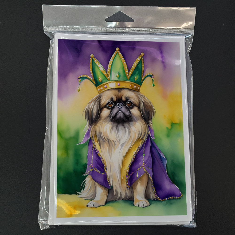 Pekingese King of Mardi Gras Greeting Cards Pack of 8 Blank Cards with Envelopes Whimsical A7 Size 5x7