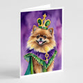 Pomeranian King of Mardi Gras Greeting Cards Pack of 8 Blank Cards with Envelopes Whimsical A7 Size 5x7