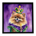 Pomeranian King of Mardi Gras Framed Metal Print Bathroom, Kitchen, Office, Home Decor Wall Art Ready to Hang, Square, 8X8