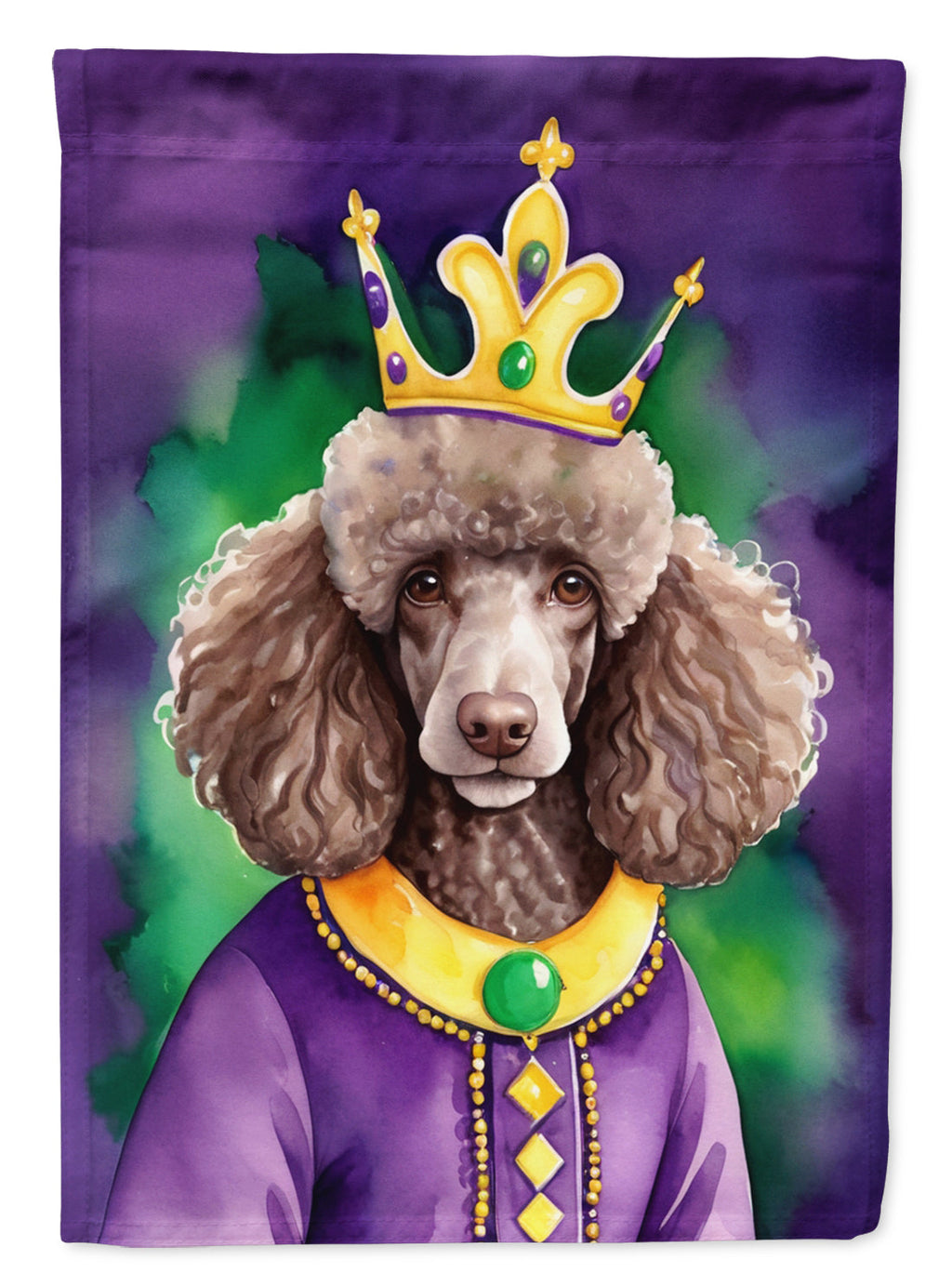Chocolate Poodle King of Mardi Gras Garden Flag Mailbox Decorative Yard Banner Outside Patio Artwork for Flower Beds, Garden Size, Multicolor