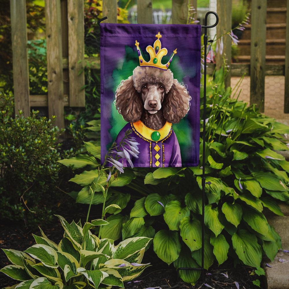 Chocolate Poodle King of Mardi Gras Garden Flag Mailbox Decorative Yard Banner Outside Patio Artwork for Flower Beds, Garden Size, Multicolor