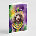 Chocolate Poodle King of Mardi Gras Greeting Cards Pack of 8 Blank Cards with Envelopes Whimsical A7 Size 5x7