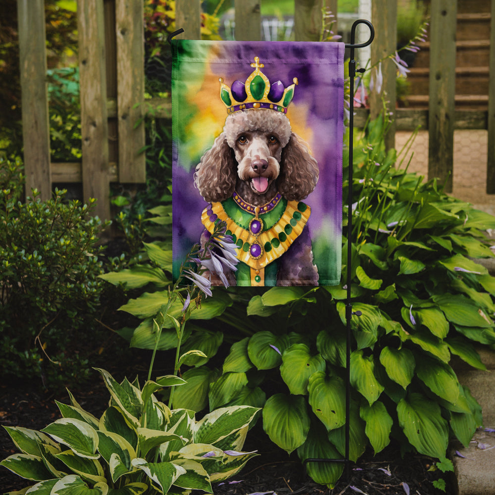 Chocolate Poodle King of Mardi Gras Garden Flag Mailbox Decorative Yard Banner Outside Patio Artwork for Flower Beds, Garden Size, Multicolor