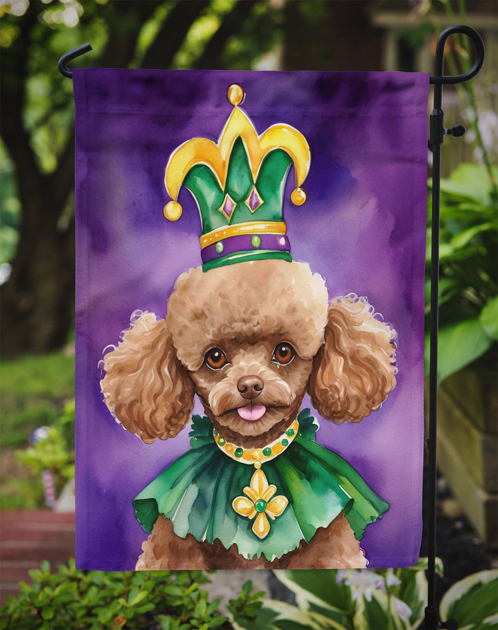 Poodle King of Mardi Gras Garden Flag Mailbox Decorative Yard Banner Outside Patio Artwork for Flower Beds, Garden Size, Multicolor