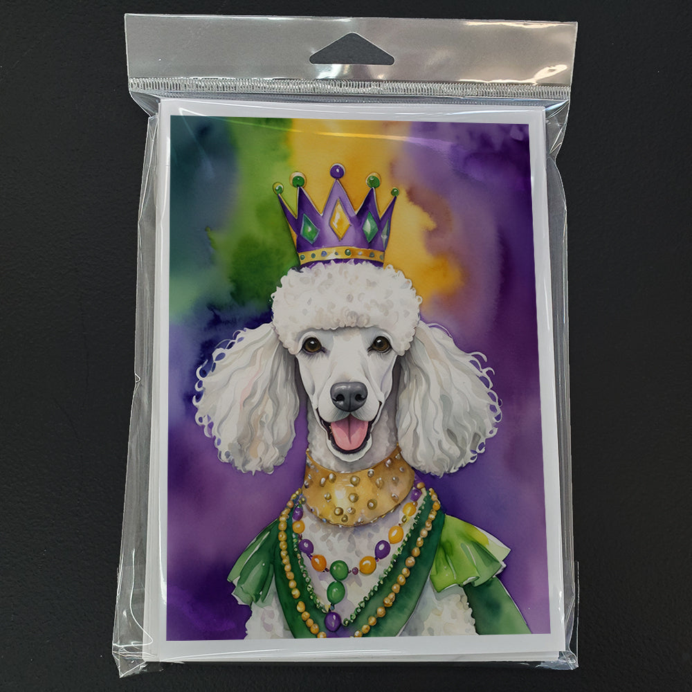 White Poodle King of Mardi Gras Greeting Cards Pack of 8 Blank Cards with Envelopes Whimsical A7 Size 5x7