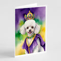 White Poodle King of Mardi Gras Greeting Cards Pack of 8 Blank Cards with Envelopes Whimsical A7 Size 5x7