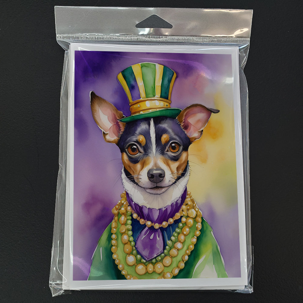 Rat Terrier King of Mardi Gras Greeting Cards Pack of 8 Blank Cards with Envelopes Whimsical A7 Size 5x7