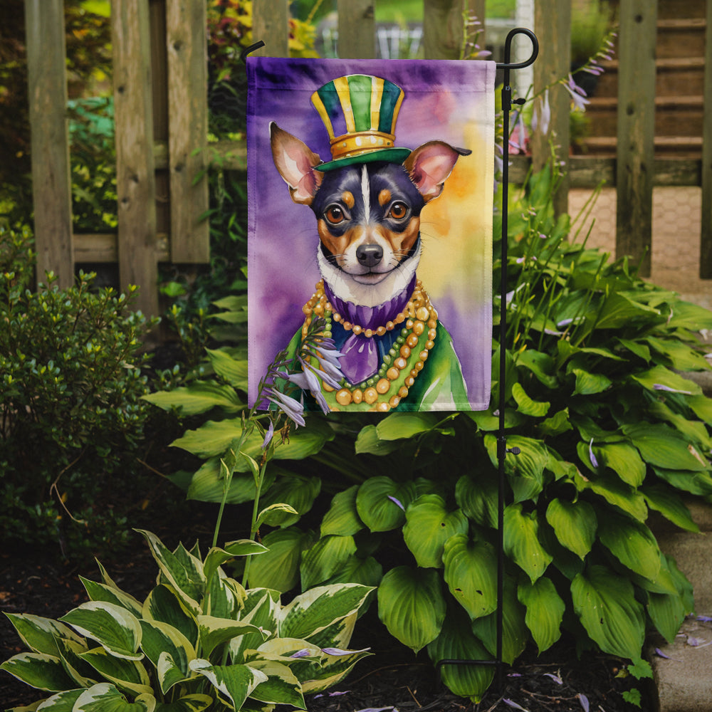 Rat Terrier King of Mardi Gras Garden Flag Mailbox Decorative Yard Banner Outside Patio Artwork for Flower Beds, Garden Size, Multicolor