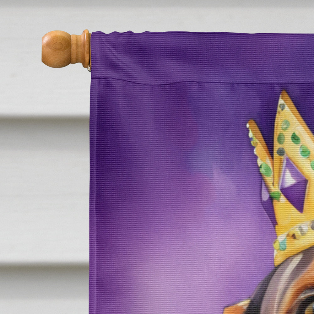 Redbone Coonhound King of Mardi Gras House Flag 28x40 Porch Sleeve Pole Decorative Outside Yard Banner Artwork Wall Hanging, Polyester