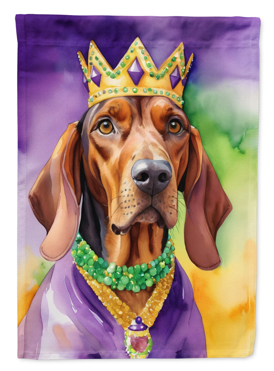 Redbone Coonhound King of Mardi Gras Garden Flag Mailbox Decorative Yard Banner Outside Patio Artwork for Flower Beds, Garden Size, Multicolor