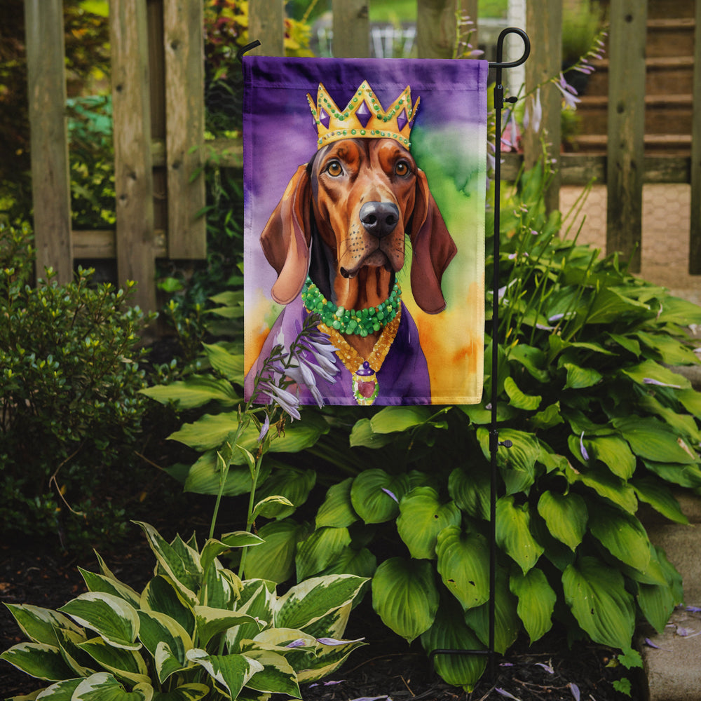 Redbone Coonhound King of Mardi Gras Garden Flag Mailbox Decorative Yard Banner Outside Patio Artwork for Flower Beds, Garden Size, Multicolor