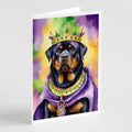 Rottweiler King of Mardi Gras Greeting Cards Pack of 8 Blank Cards with Envelopes Whimsical A7 Size 5x7
