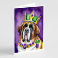 Saint Bernard King of Mardi Gras Greeting Cards Pack of 8 Blank Cards with Envelopes Whimsical A7 Size 5x7