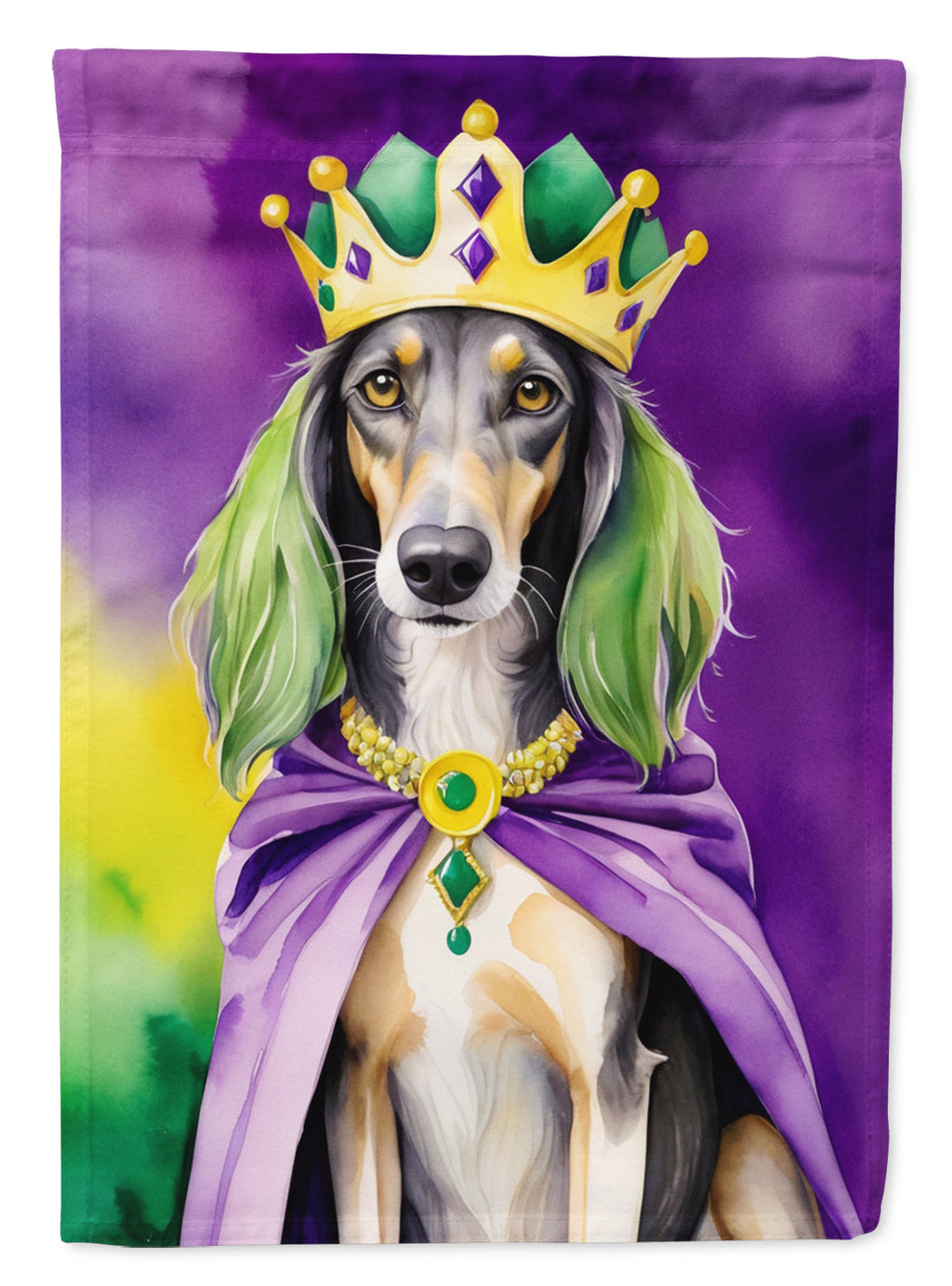 Saluki King of Mardi Gras Garden Flag Mailbox Decorative Yard Banner Outside Patio Artwork for Flower Beds, Garden Size, Multicolor
