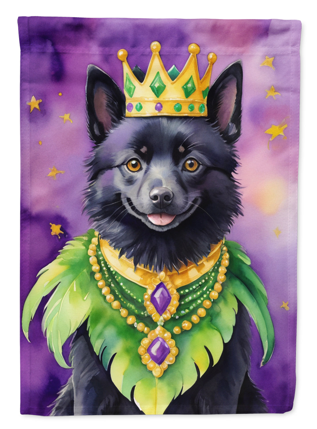 Schipperke King of Mardi Gras Garden Flag Mailbox Decorative Yard Banner Outside Patio Artwork for Flower Beds, Garden Size, Multicolor