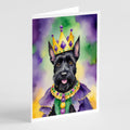 Scottish Terrier King of Mardi Gras Greeting Cards Pack of 8 Blank Cards with Envelopes Whimsical A7 Size 5x7