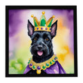 Scottish Terrier King of Mardi Gras Framed Metal Print Bathroom, Kitchen, Office, Home Decor Wall Art Ready to Hang, Square, 8X8