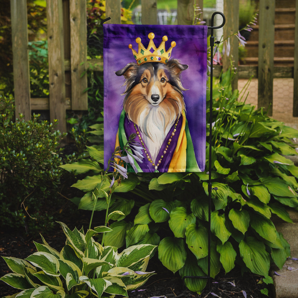 Sheltie King of Mardi Gras Garden Flag Mailbox Decorative Yard Banner Outside Patio Artwork for Flower Beds, Garden Size, Multicolor