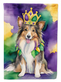 Sheltie King of Mardi Gras Garden Flag Mailbox Decorative Yard Banner Outside Patio Artwork for Flower Beds, Garden Size, Multicolor