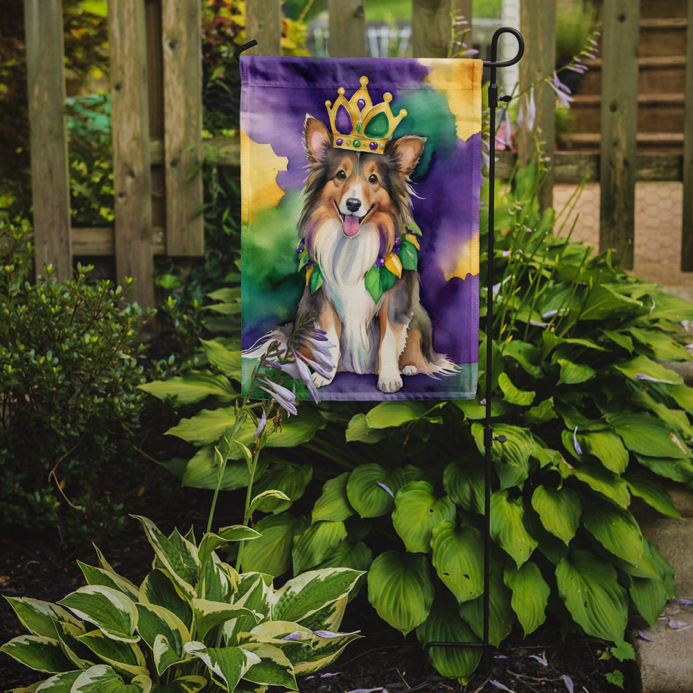 Sheltie King of Mardi Gras Garden Flag Mailbox Decorative Yard Banner Outside Patio Artwork for Flower Beds, Garden Size, Multicolor