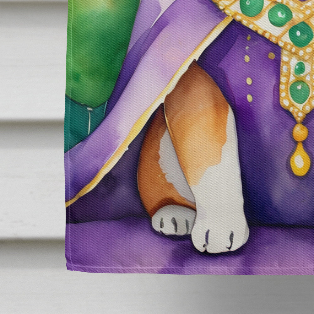 Shiba Inu King of Mardi Gras House Flag 28x40 Porch Sleeve Pole Decorative Outside Yard Banner Artwork Wall Hanging, Polyester