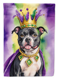 Staffordshire Bull Terrier King of Mardi Gras Garden Flag Mailbox Decorative Yard Banner Outside Patio Artwork for Flower Beds, Garden Size, Multicolor