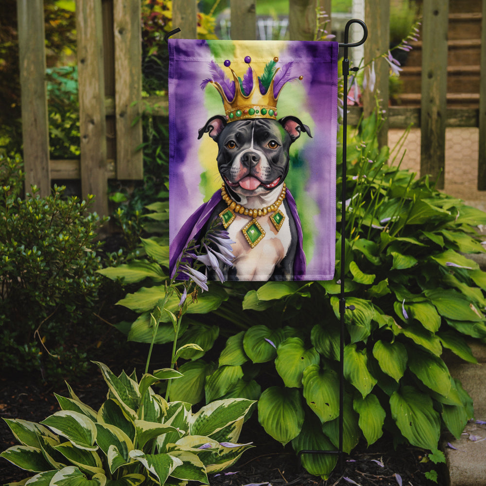 Staffordshire Bull Terrier King of Mardi Gras Garden Flag Mailbox Decorative Yard Banner Outside Patio Artwork for Flower Beds, Garden Size, Multicolor