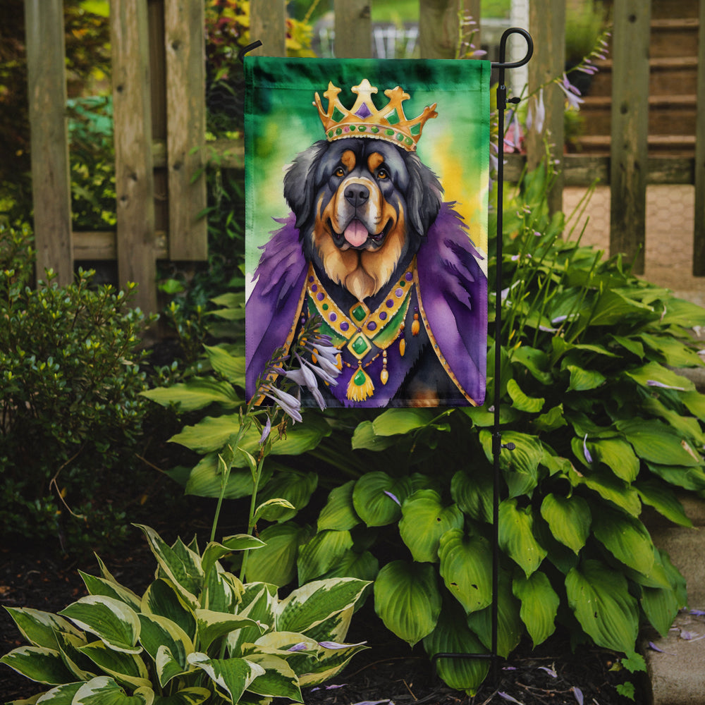 Tibetan Mastiff King of Mardi Gras Garden Flag Mailbox Decorative Yard Banner Outside Patio Artwork for Flower Beds, Garden Size, Multicolor