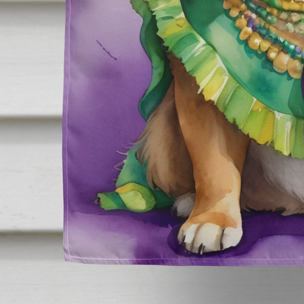 Tibetan Spaniel King of Mardi Gras House Flag 28x40 Porch Sleeve Pole Decorative Outside Yard Banner Artwork Wall Hanging, Polyester