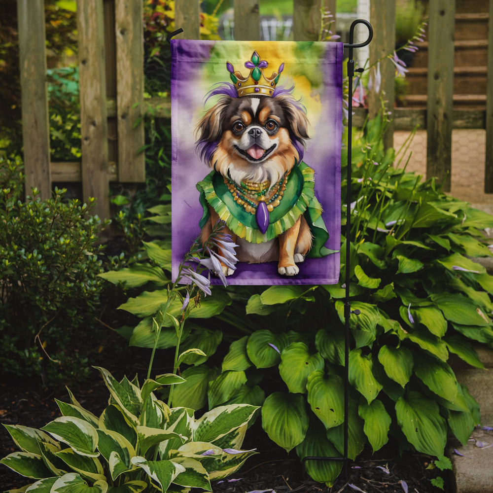 Tibetan Spaniel King of Mardi Gras Garden Flag Mailbox Decorative Yard Banner Outside Patio Artwork for Flower Beds, Garden Size, Multicolor