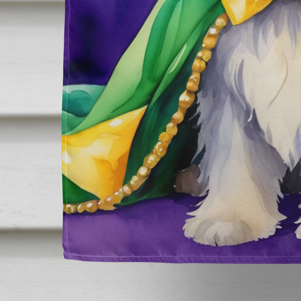 Tibetan Terrier King of Mardi Gras House Flag 28x40 Porch Sleeve Pole Decorative Outside Yard Banner Artwork Wall Hanging, Polyester