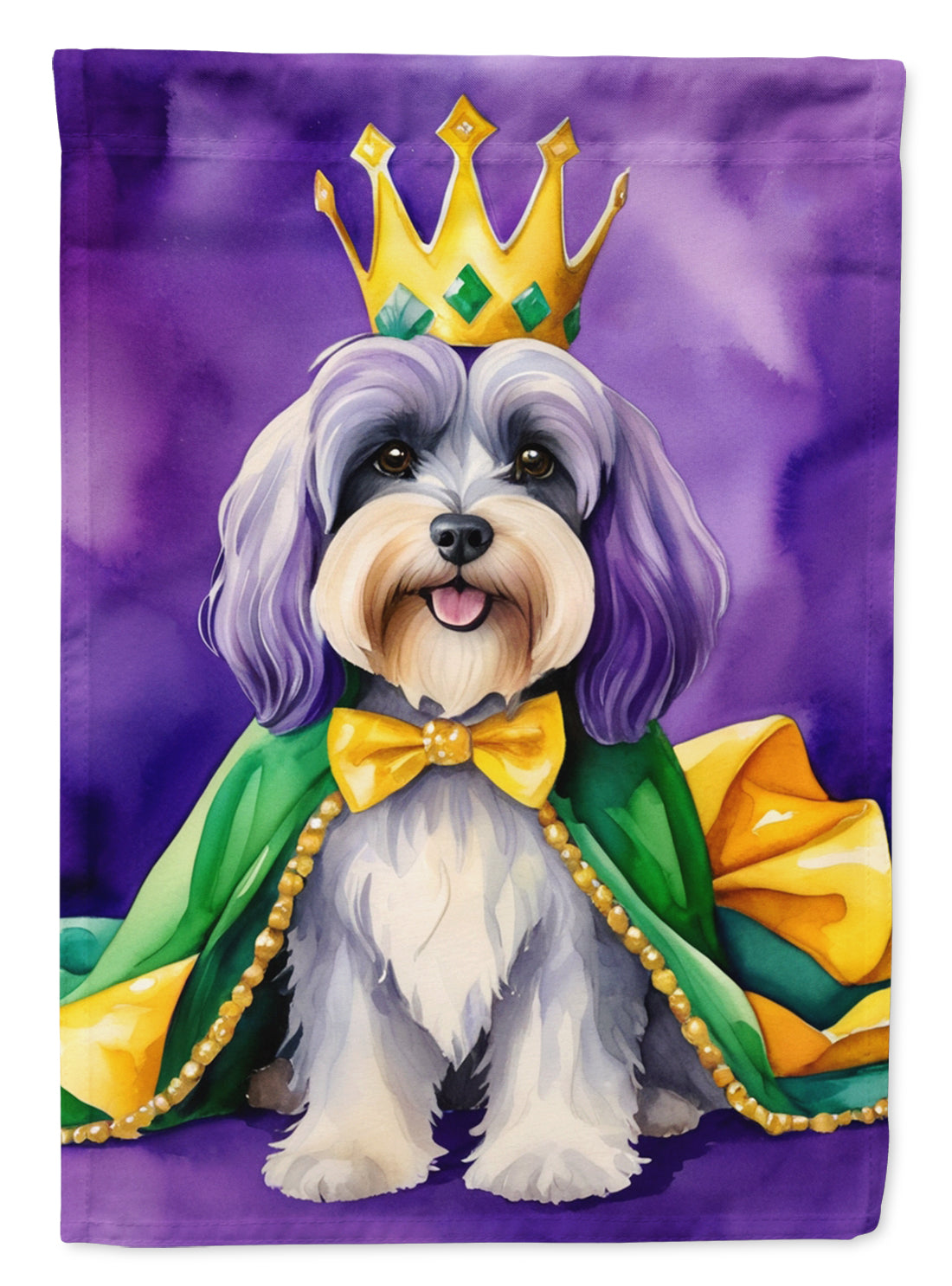 Tibetan Terrier King of Mardi Gras Garden Flag Mailbox Decorative Yard Banner Outside Patio Artwork for Flower Beds, Garden Size, Multicolor