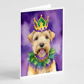 Wheaten Terrier King of Mardi Gras Greeting Cards Pack of 8 Blank Cards with Envelopes Whimsical A7 Size 5x7