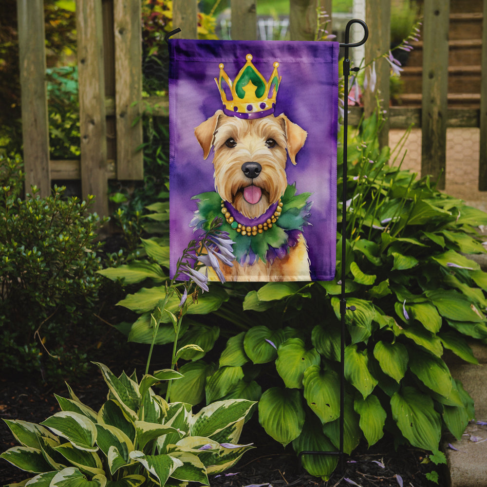 Wheaten Terrier King of Mardi Gras Garden Flag Mailbox Decorative Yard Banner Outside Patio Artwork for Flower Beds, Garden Size, Multicolor
