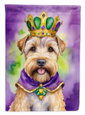 Wheaten Terrier King of Mardi Gras House Flag 28x40 Porch Sleeve Pole Decorative Outside Yard Banner Artwork Wall Hanging, Polyester