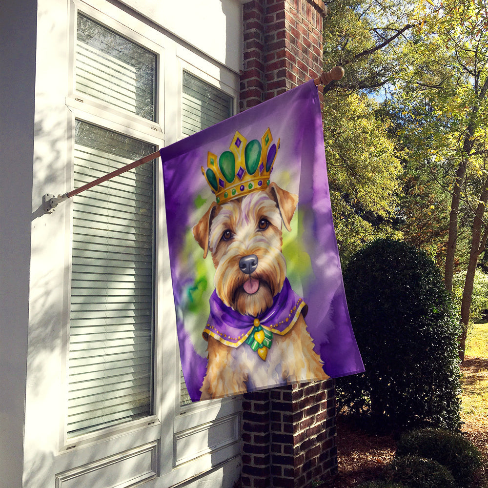 Wheaten Terrier King of Mardi Gras House Flag 28x40 Porch Sleeve Pole Decorative Outside Yard Banner Artwork Wall Hanging, Polyester
