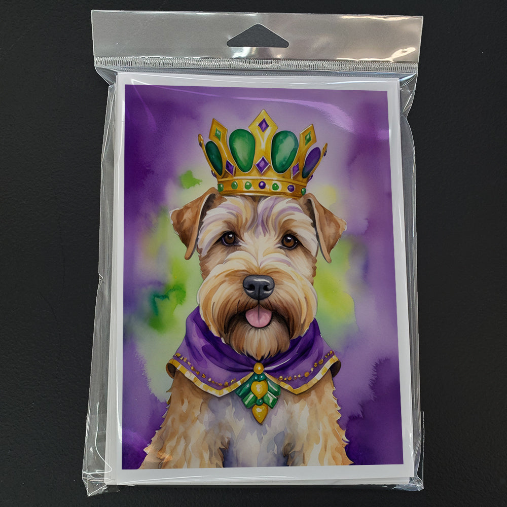 Wheaten Terrier King of Mardi Gras Greeting Cards Pack of 8 Blank Cards with Envelopes Whimsical A7 Size 5x7
