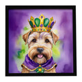 Wheaten Terrier King of Mardi Gras Framed Metal Print Bathroom, Kitchen, Office, Home Decor Wall Art Ready to Hang, Square, 8X8