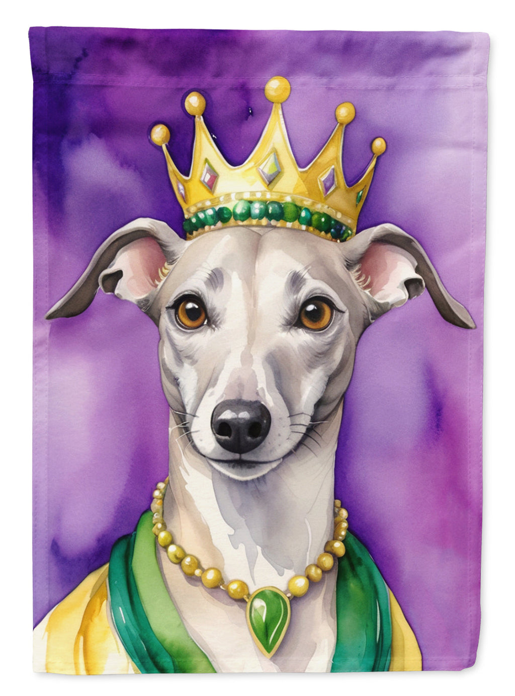Whippet King of Mardi Gras Garden Flag Mailbox Decorative Yard Banner Outside Patio Artwork for Flower Beds, Garden Size, Multicolor